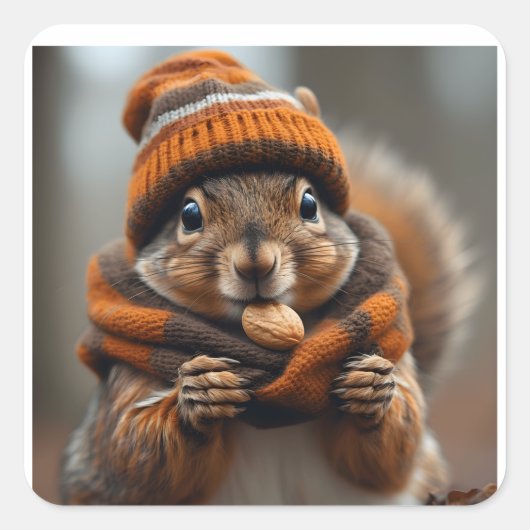 Caught snacking again - Squirrel Ai image Vierkante Sticker (Voorkant)