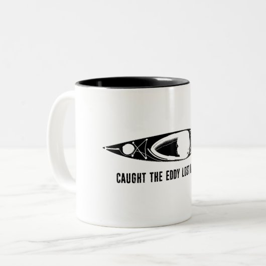 Caught The Eddy Lost The Plot Kayak Tweekleurige Koffiemok (Voorkant links)