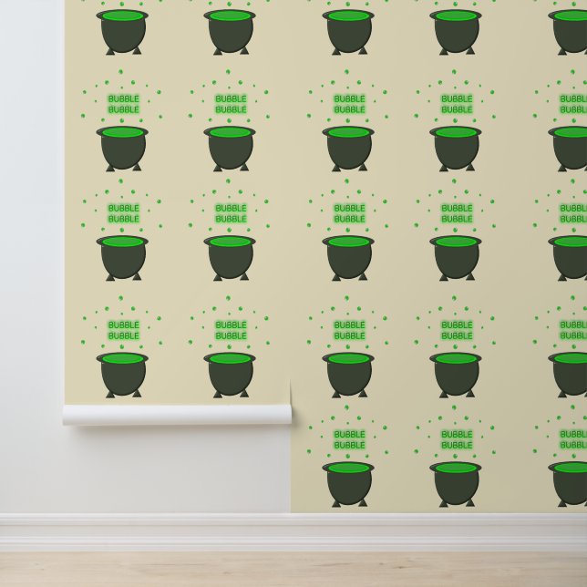 Cauldron and Bubbling Green Brew Halloween Behang (Applicatie)