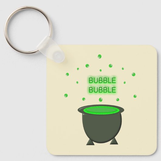 Cauldron and Bubbling Green Brew Halloween Custom Sleutelhanger (Voorkant)