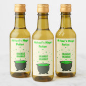 Cauldron and Bubbling Green Brew Halloween Custom Wijn Etiket (Flessen)