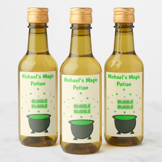 Cauldron and Bubbling Green Brew Halloween Custom Wijn Etiket (Flessen)