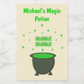 Cauldron and Bubbling Green Brew Halloween Custom Wijn Etiket (Enkel label)