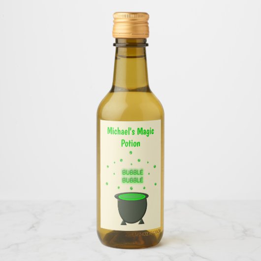 Cauldron and Bubbling Green Brew Halloween Custom Wijn Etiket (Voorkant)