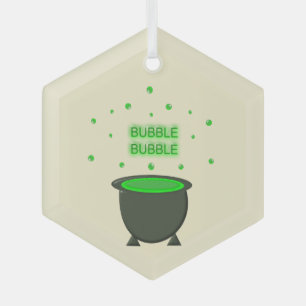 Cauldron and Bubbling Green Brew Halloween Glas Ornament