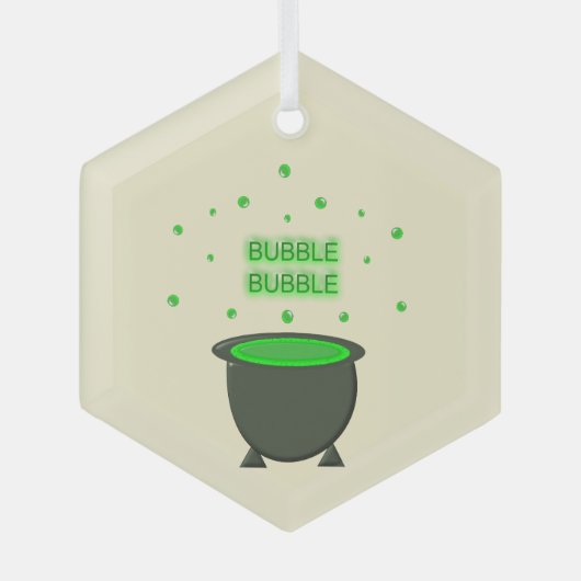Cauldron and Bubbling Green Brew Halloween Glas Ornament (Voorkant)