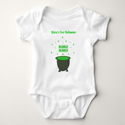 Cauldron and Bubbling Green Brew Halloween Romper (Voorkant)