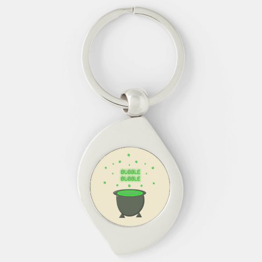 Cauldron and Bubbling Green Brew Halloween Sleutelhanger (Voorkant)