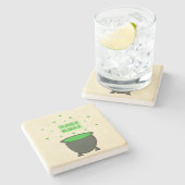 Cauldron and Bubbling Green Brew Halloween Stenen Onderzetter (Zijkant)