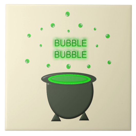 Cauldron and Bubbling Green Brew Halloween Tegeltje (Voorkant)