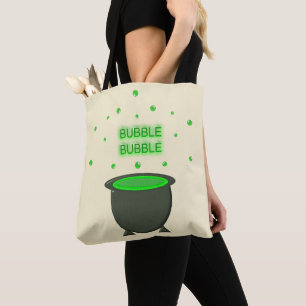 Cauldron and Bubbling Green Brew Halloween Tote Bag