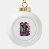 Cauldron brouwt pompoen Boo's Sticker Keramische Bal Ornament (Voorkant)