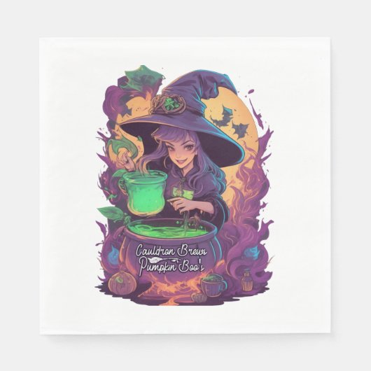 Cauldron brouwt pompoen Boo's Sticker Servet (Voorkant)