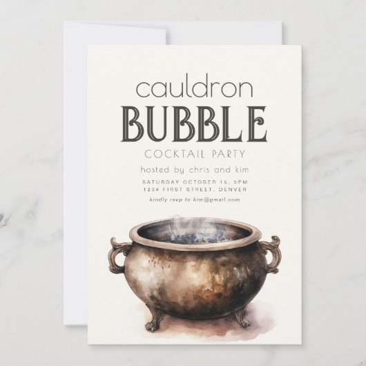 Cauldron Bubble Halloween Party Uitnodiging (Voorkant)
