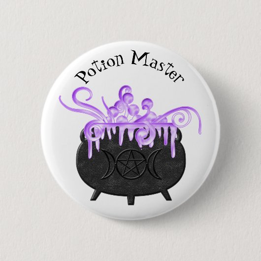 Cauldron Bubbles Potion Witch Brew Pagan Magick Ronde Button 5,7 Cm (Voorkant)