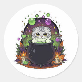 Cauldron Fold - Schattigee Schotse vouwheks Hallow Ronde Sticker