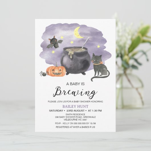 Cauldron Halloween Baby gaat Baby shower brouwen Kaart (Staand voorkant)