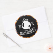 Cauldron Halloween Party Black/Oranje Play Ronde Sticker (Envelop)