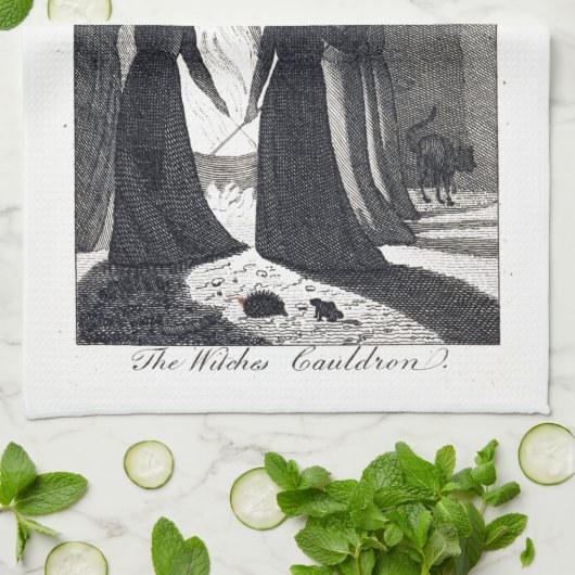 Cauldron Kitchen Towel van de heks Theedoek (Gevouwen)