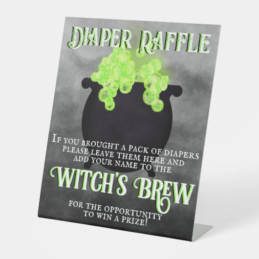 Cauldron Luier Raffle Reclamebord Met Voetstuk (Voorkant)