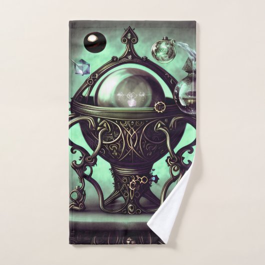  Cauldron met Green Crystal Ball en Orbs Bad Handdoek (Handdoek)