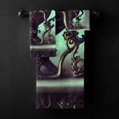  Cauldron met Green Crystal Ball en Orbs Bad Handdoek