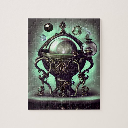 Cauldron met Green Crystal Ball en Orbs Legpuzzel (Verticaal)