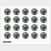 Cauldron met Green Crystal Ball en Orbs Ronde Sticker (Vel)