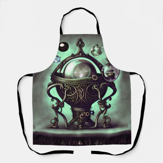 Cauldron met Green Crystal Ball en Orbs Schort (Voorkant)
