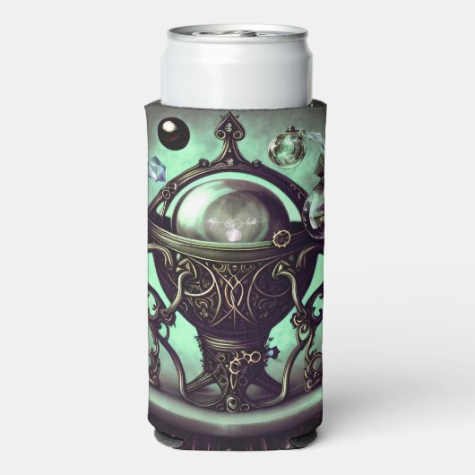 Cauldron met Green Crystal Ball en Orbs Seltzer Blikjeskoeler (Seltzer Achterkant)