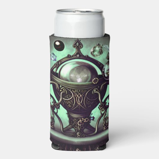 Cauldron met Green Crystal Ball en Orbs Seltzer Blikjeskoeler (Seltzer Voorkant)