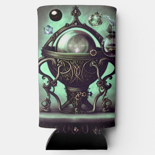 Cauldron met Green Crystal Ball en Orbs Seltzer Blikjeskoeler (Achterkant)