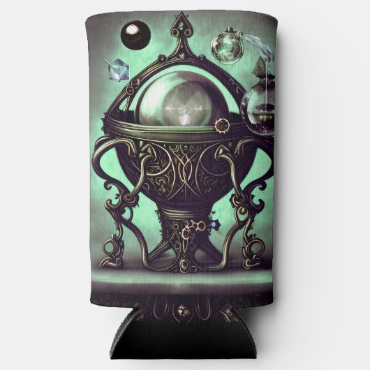 Cauldron met Green Crystal Ball en Orbs Seltzer Blikjeskoeler (Voorkant)