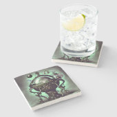 Cauldron met Green Crystal Ball en Orbs Stenen Onderzetter (Zijkant)