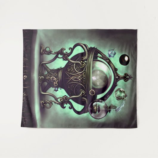  Cauldron met Green Crystal Ball en Orbs Wandkleed (Voorkant (horizontaal))