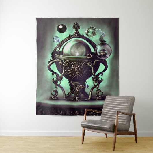 Cauldron met Green Crystal Ball en Orbs Wandkleed (In situ)
