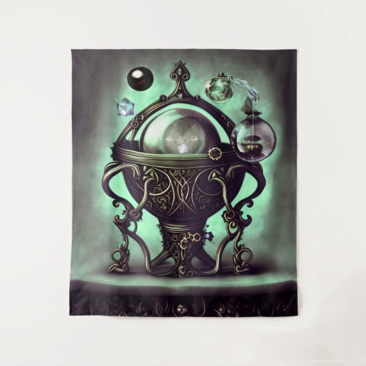  Cauldron met Green Crystal Ball en Orbs Wandkleed (Voorkant)