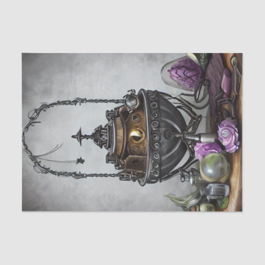 Cauldron met Witchery en Paarse Rozen Tissuepapier (Voorkant)