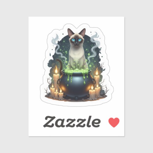 Cauldron Siamese - Magische Siamese kat Sticker (Vel)