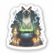 Cauldron Siamese - Magische Siamese kat Sticker (Voorkant)