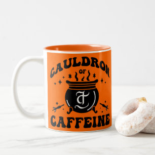 Cauldron van cafeïne Halloween Gift Witch Vibes Tweekleurige Koffiemok