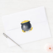 Cauldron vol gouden munten ronde sticker (Envelop)