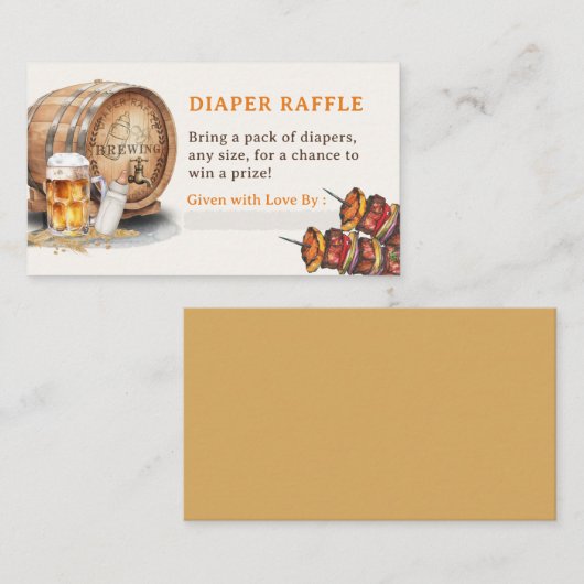 Causal BBQ Beer Luier Raffle Enclosure Kaart (Voorkant / Achterkant)