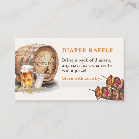 Causal BBQ Beer Luier Raffle Enclosure Kaart (Voorkant)