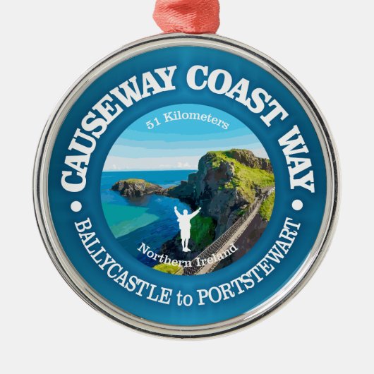 Causeway Coast Way (rood) Metalen Ornament (Voorkant)