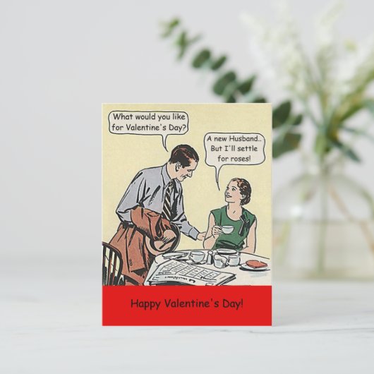 Caustic Humor Valentijnsdag komisch paar grappige  Feestdagenkaart (Staand voorkant)