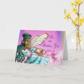 Caute Black Fairy Birthday Kaart (Gele Bloem)