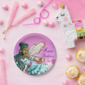 Caute Black Fairy Birthday Papieren Bordje (Feest)
