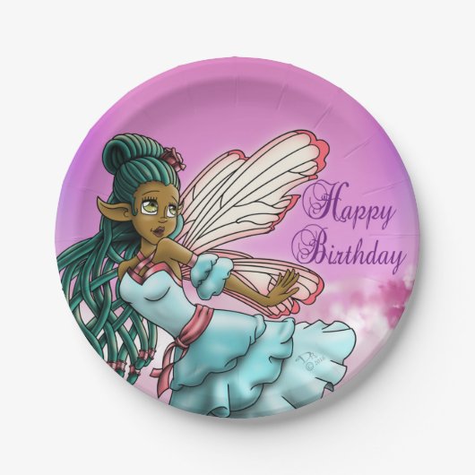 Caute Black Fairy Birthday Papieren Bordje (Voorkant)
