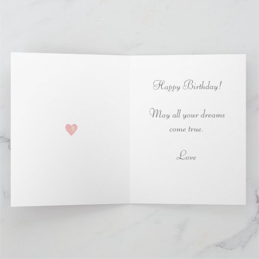 Caute Fairy Girl met ventilator op Light Blue Birt Kaart (Binnen)